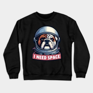 I Need Space meme Bull Dog Astronaut Crewneck Sweatshirt
